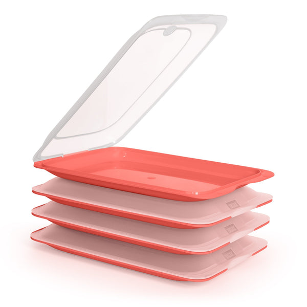 TATAY - Lote de 4 Recipientes Porta Embutidos con Sistema FRESH, Coral