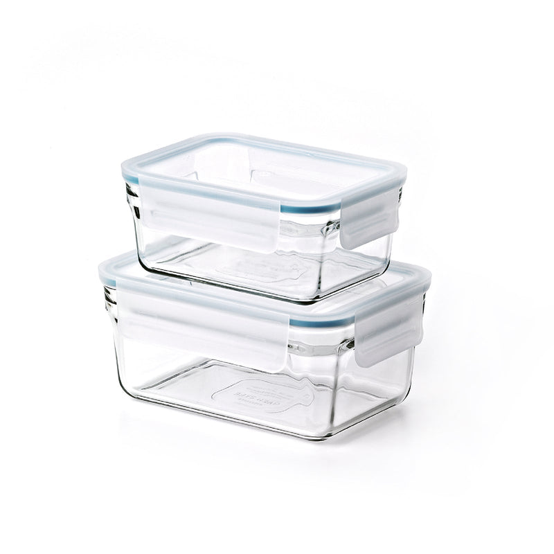 Glasslock Oven - Lote de 2 Recipientes Rectangulares en Vidrio Templado, Aptos Horno