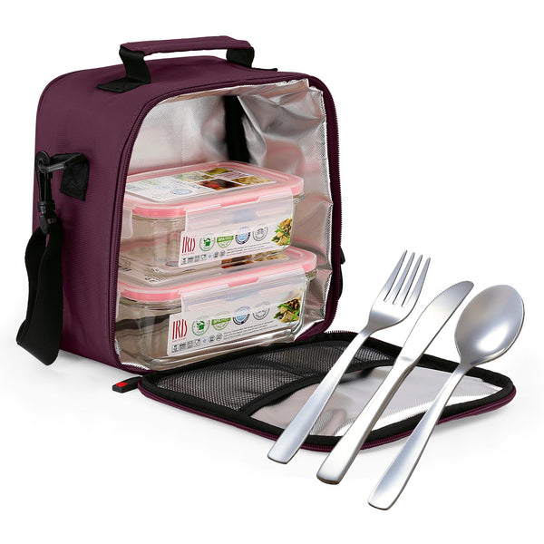 IRIS Basic - Bolsa Térmica Porta Alimentos 3.8L con Recipientes, Morado