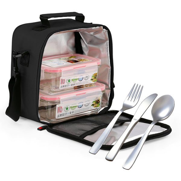 IRIS Basic - Bolsa Térmica Porta Alimentos 3.8L con Recipientes, Negro