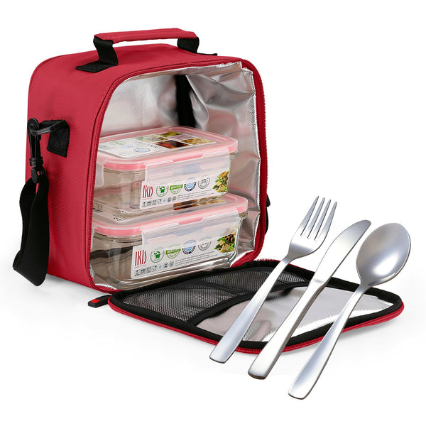 IRIS Basic - Bolsa Térmica Porta Alimentos 3.8L con Recipientes, Rojo