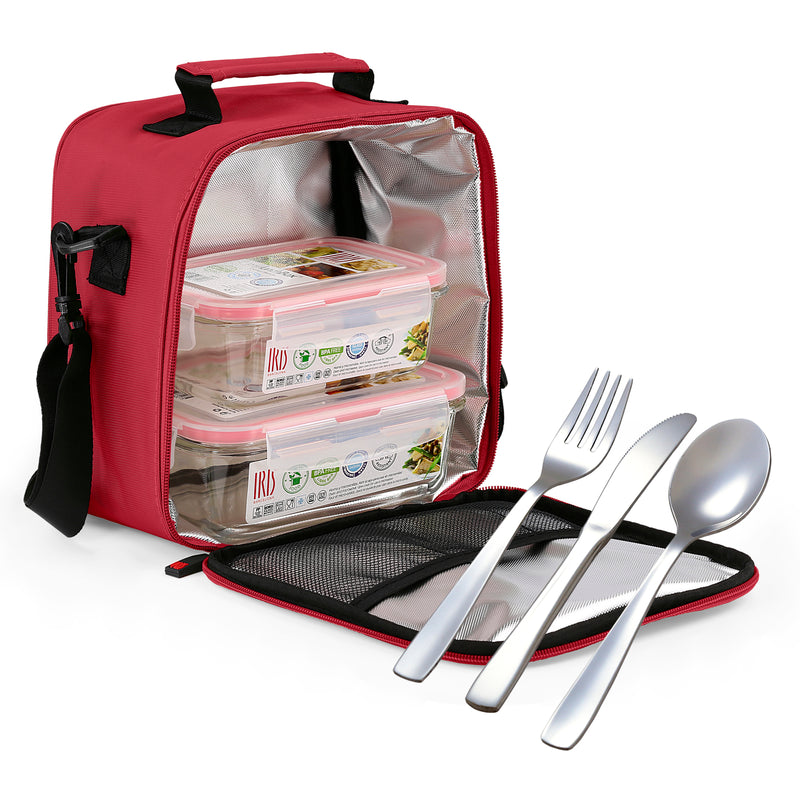 IRIS Basic - Bolsa Térmica Porta Alimentos 3.8L con Recipientes, Rojo