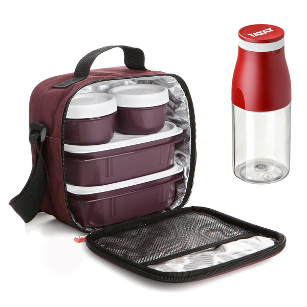 TATAY Kit Bolsa Térmica Porta Alimentos Urban Food y Botella Urban Drink, Burdeos