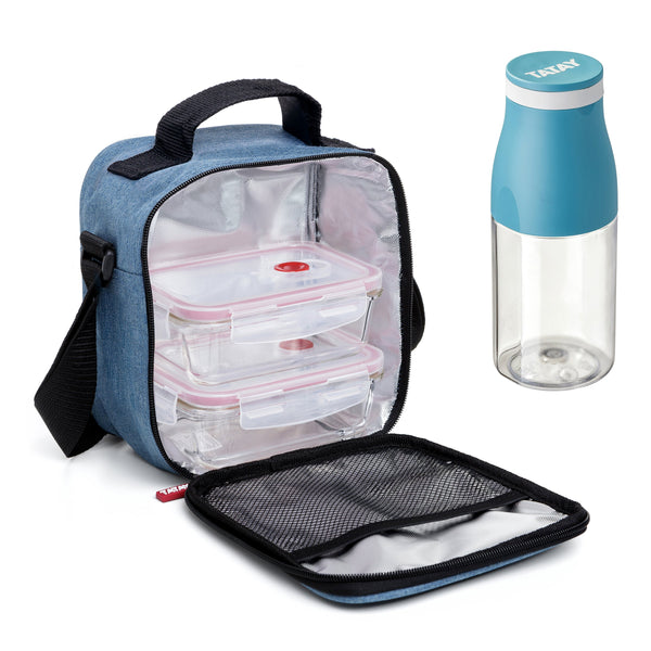 TATAY Kit Bolsa Térmica Porta Alimentos Urban Glass y Botella Urban Drink, Denim Blue