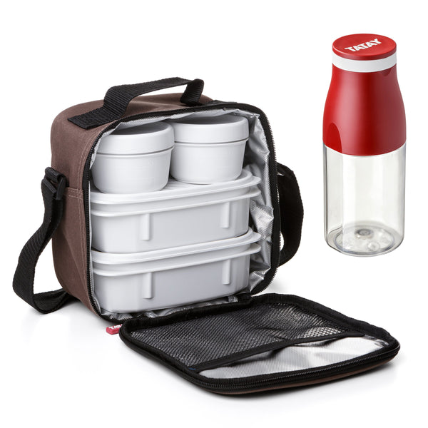 TATAY Kit Bolsa Térmica Porta Alimentos Urban Food y Botella Urban Drink, Marrón
