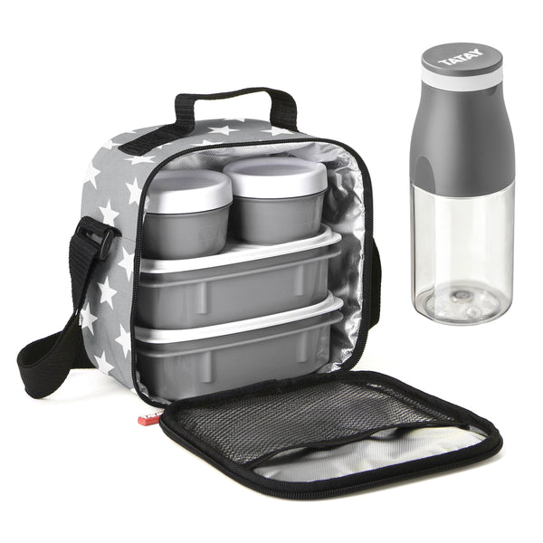 TATAY Kit Bolsa Térmica Porta Alimentos Urban Food y Botella Urban Drink, Stars Grey