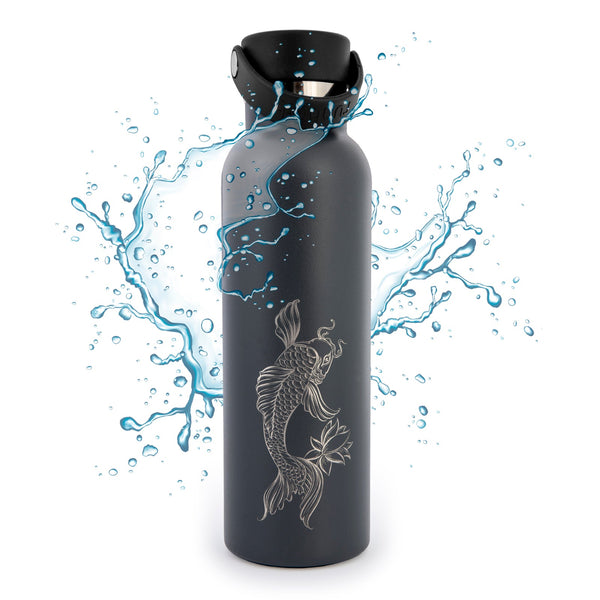 Runbott Fish Koi - Botella Térmica Sport de 0.6L con Interior Cerámico. Antracita