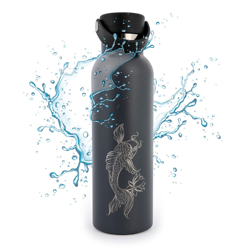 Runbott Fish Koi - Botella Térmica Sport de 0.6L con Interior Cerámico. Antracita