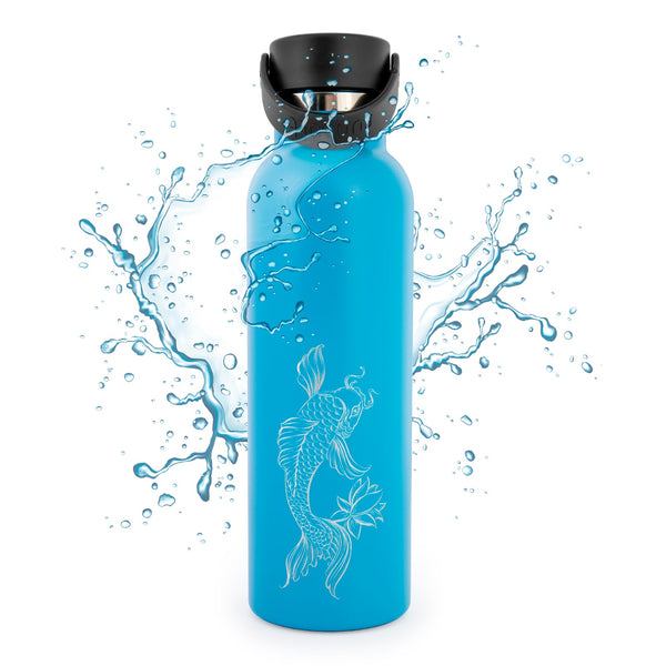 Runbott Fish Koi - Botella Térmica Sport de 0.6L con Interior Cerámico. Azul