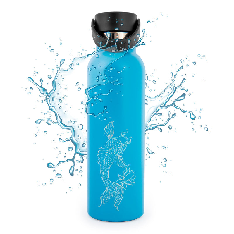 Runbott Fish Koi - Botella Térmica Sport de 0.6L con Interior Cerámico. Azul