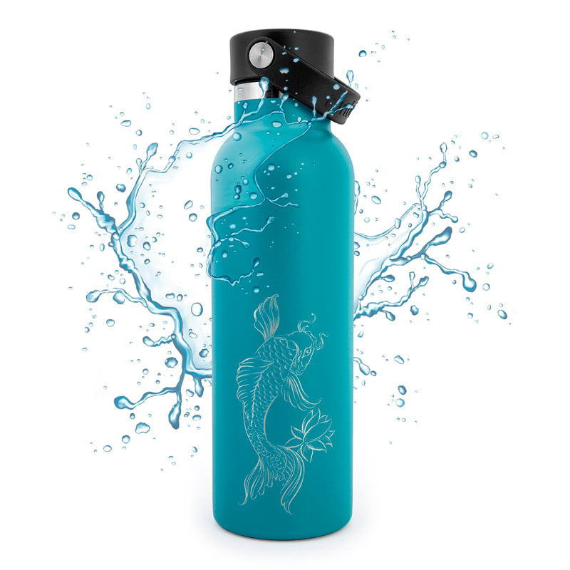 Runbott Fish Koi - Botella Térmica Sport de 0.6L con Interior Cerámico. Esmeralda