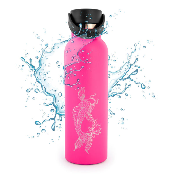Runbott Fish Koi - Botella Térmica Sport de 0.6L con Interior Cerámico. Fucsia