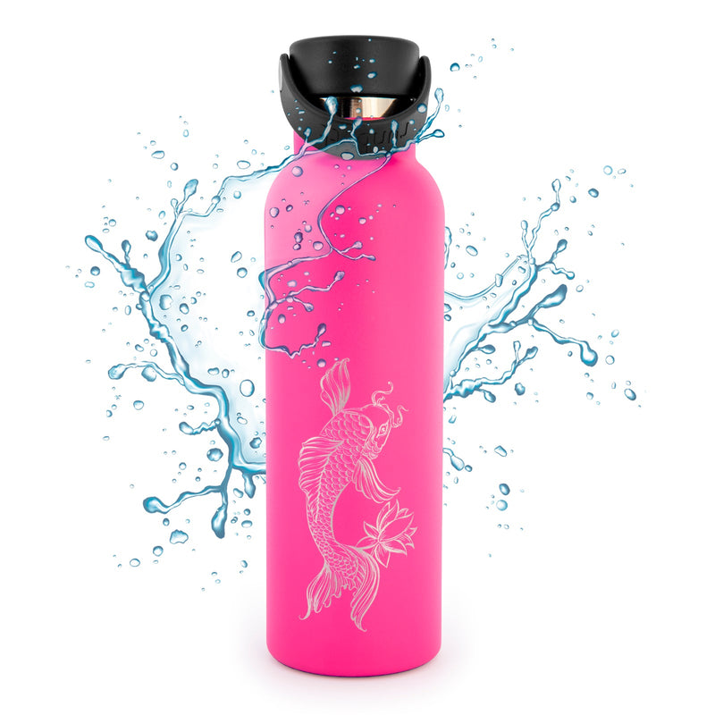 Runbott Fish Koi - Botella Térmica Sport de 0.6L con Interior Cerámico. Fucsia