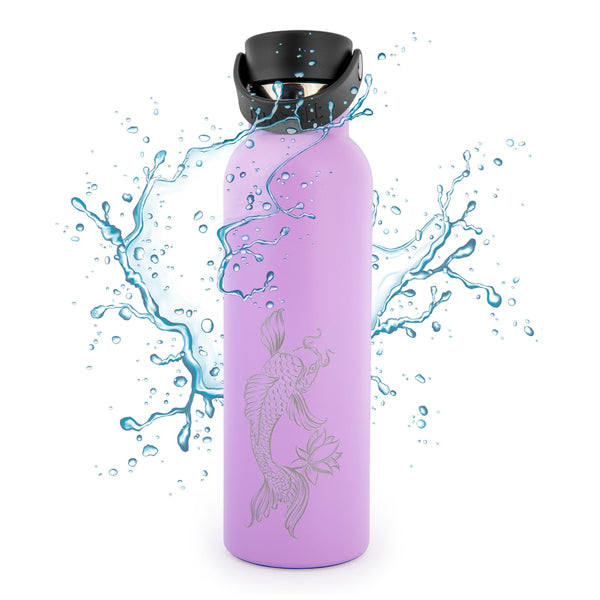 Runbott Fish Koi - Botella Térmica Sport de 0.6L con Interior Cerámico. Lila