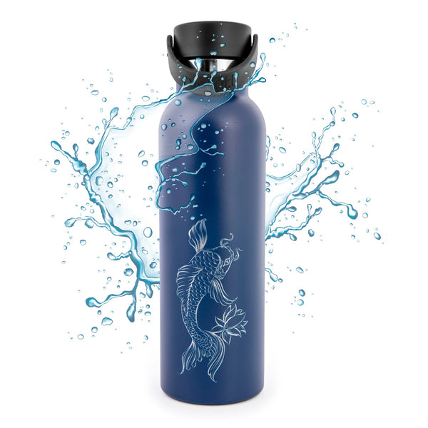 Runbott Fish Koi - Botella Térmica Sport de 0.6L con Interior Cerámico. Marino