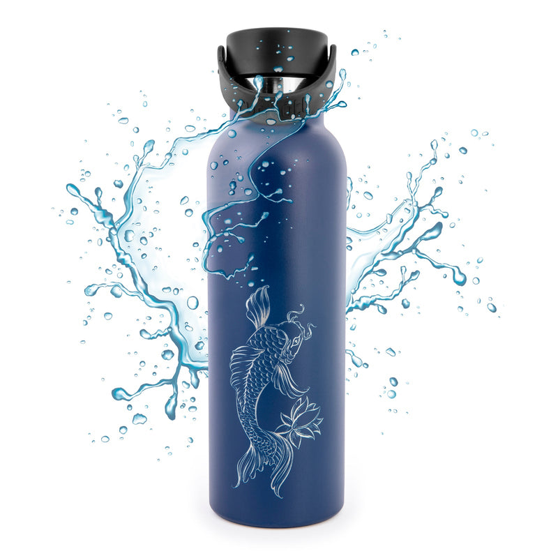 Runbott Fish Koi - Botella Térmica Sport de 0.6L con Interior Cerámico. Marino