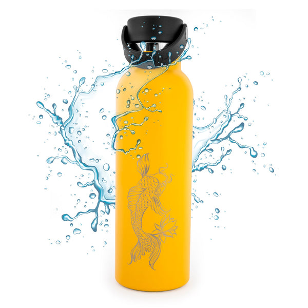 Runbott Fish Koi - Botella Térmica Sport de 0.6L con Interior Cerámico. Mostaza