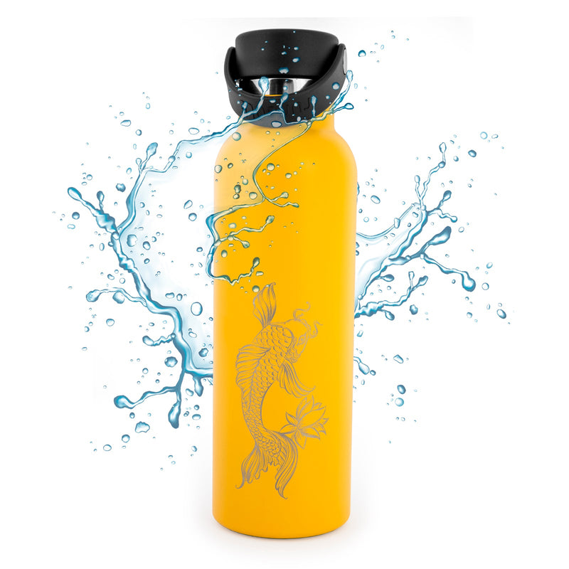 Runbott Fish Koi - Botella Térmica Sport de 0.6L con Interior Cerámico. Mostaza