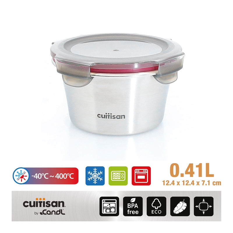 Cuitisan Flora - Recipiente Hermético 0.41L en Acero Inoxidable. Apto Microondas