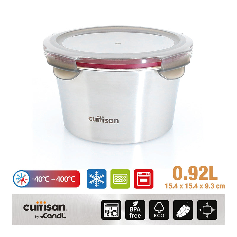 Cuitisan Flora - Recipiente Hermético 0.92L en Acero Inoxidable. Apto Microondas