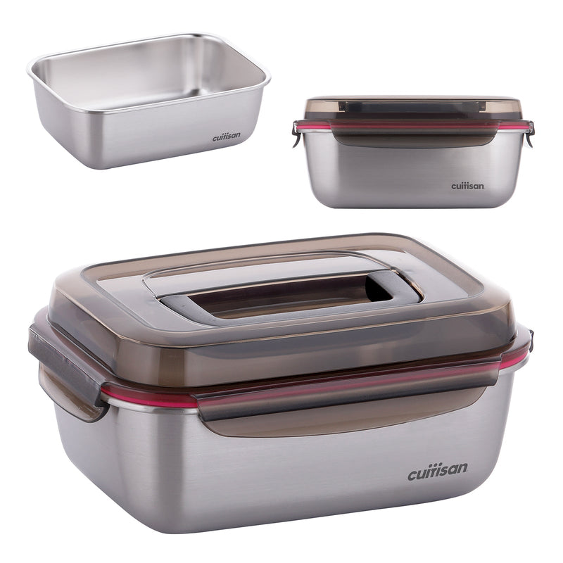 Cuitisan Flora Handy - Recipiente Hermético 2.8L en Acero Inoxidable. Apto Microondas