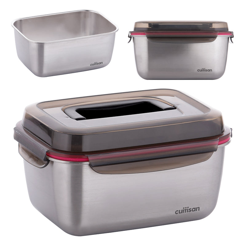 Cuitisan Flora Handy - Recipiente Hermético 3.6L en Acero Inoxidable. Apto Microondas