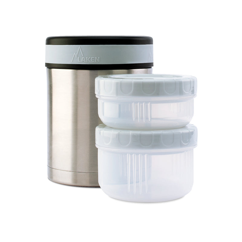 LAKEN Space Robot - Termo para Sólidos Infantil 1L en Acero Inoxidable. Incluye Recipientes