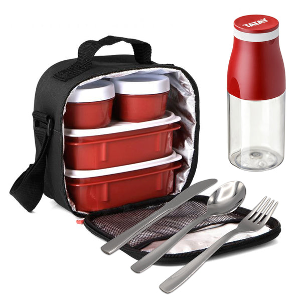 TATAY 1167550 - Bolsa Térmica Urban Food Casual Black, Cubiertos y Botella Urban Drink