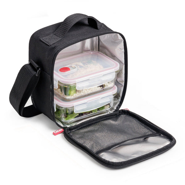 TATAY Urban Food Glass - Bolsa Térmica Porta Alimentos 3.5L con Recipientes, Negro