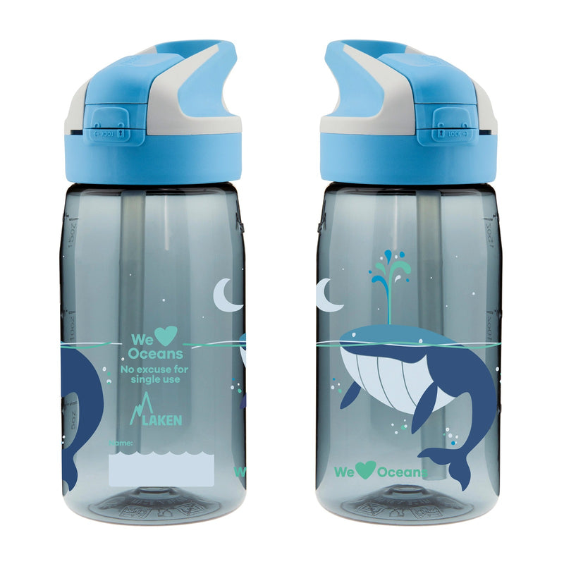 LAKEN We Love Oceans - Botella de Agua Infantil 0.45L en Tritán. Ballena