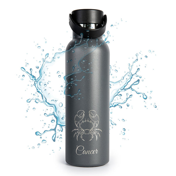 Runbott Zodiac - Botella Térmica Sport de 0.6L con Interior Cerámico. Cáncer Antracita