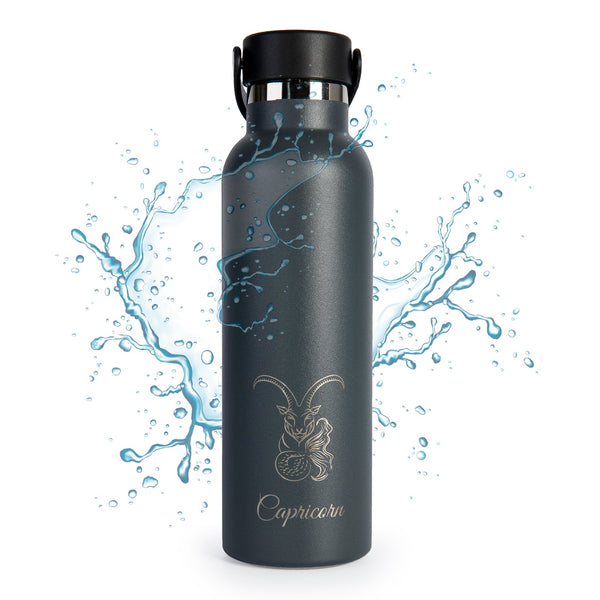 Runbott Zodiac - Botella Térmica Sport de 0.6L con Interior Cerámico. Capricornio Antracita