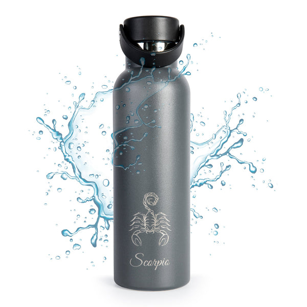 Runbott Zodiac - Botella Térmica Sport de 0.6L con Interior Cerámico. Escorpio Antracita