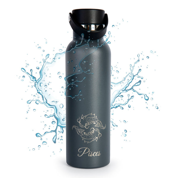 Runbott Zodiac - Botella Térmica Sport de 0.6L con Interior Cerámico. Piscis Antracita