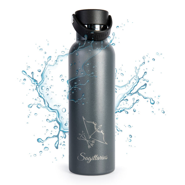 Runbott Zodiac - Botella Térmica Sport de 0.6L con Interior Cerámico. Sagitario Antracita