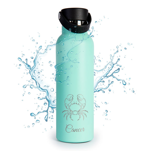 Runbott Zodiac - Botella Térmica Sport de 0.6L con Interior Cerámico. Cáncer Menta