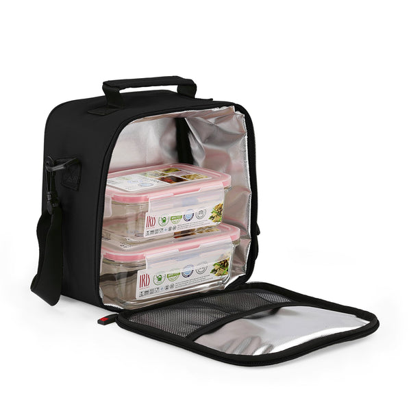 IRIS Basic - Bolsa Térmica Porta Alimentos 3.8L con Recipientes, Negro