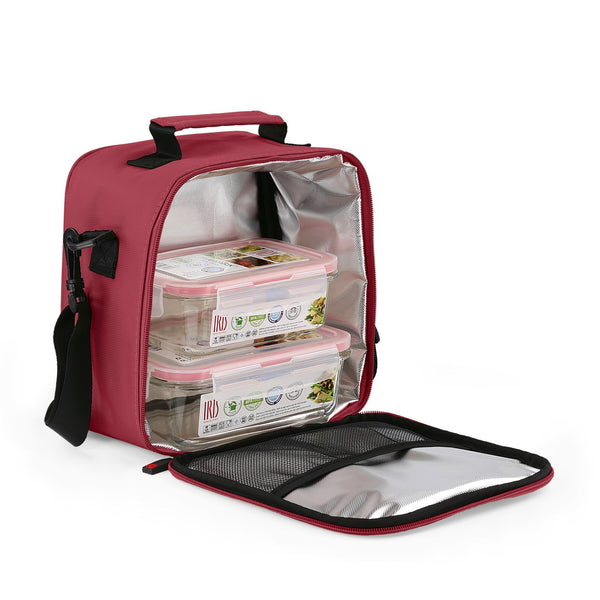 IRIS Basic - Bolsa Térmica Porta Alimentos 3.8L con Recipientes, Rojo