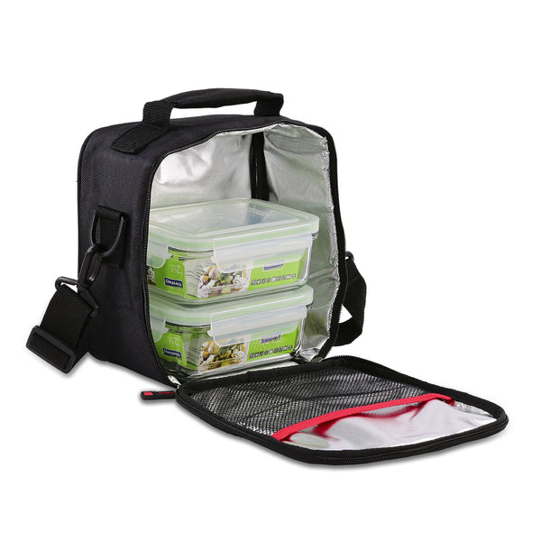 Bolsa Térmica Compact Negra con 2 Tápers de 715ml en Vidrio Templado