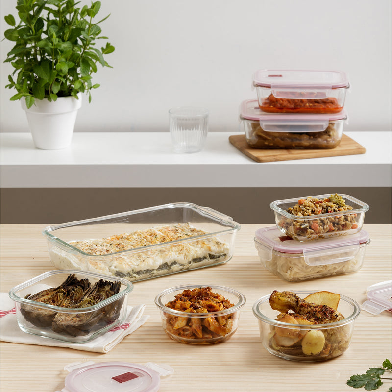 TATAY Cook & Eat - Recipiente Hermético Rectangular de 2.2L en Vidrio Apto Horno