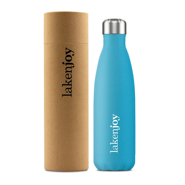LAKEN Joy - Botella Térmica de 0.5L en Acero Inoxidable con Estuche de Cartón. Azul