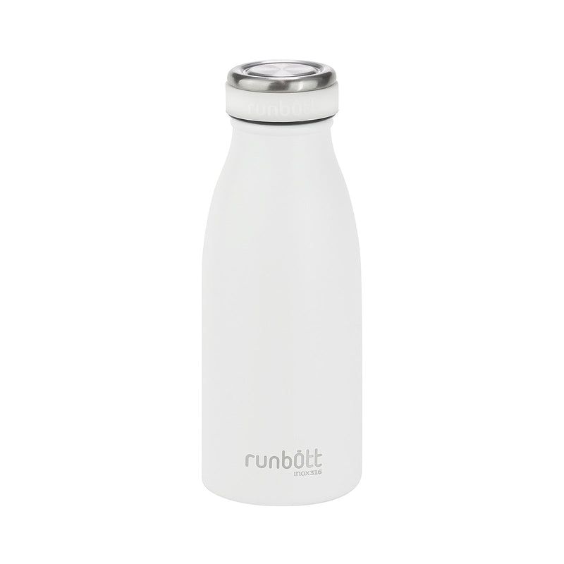 Runbott City - Botella Térmica de 0.35L en Acero Inoxidable 316 y Silicona. Blanco