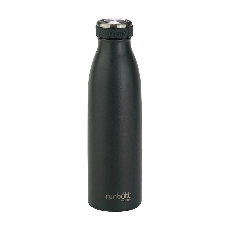 Runbott City - Botella Térmica de 0.5L en Acero Inoxidable 316 y Silicona. Antracita