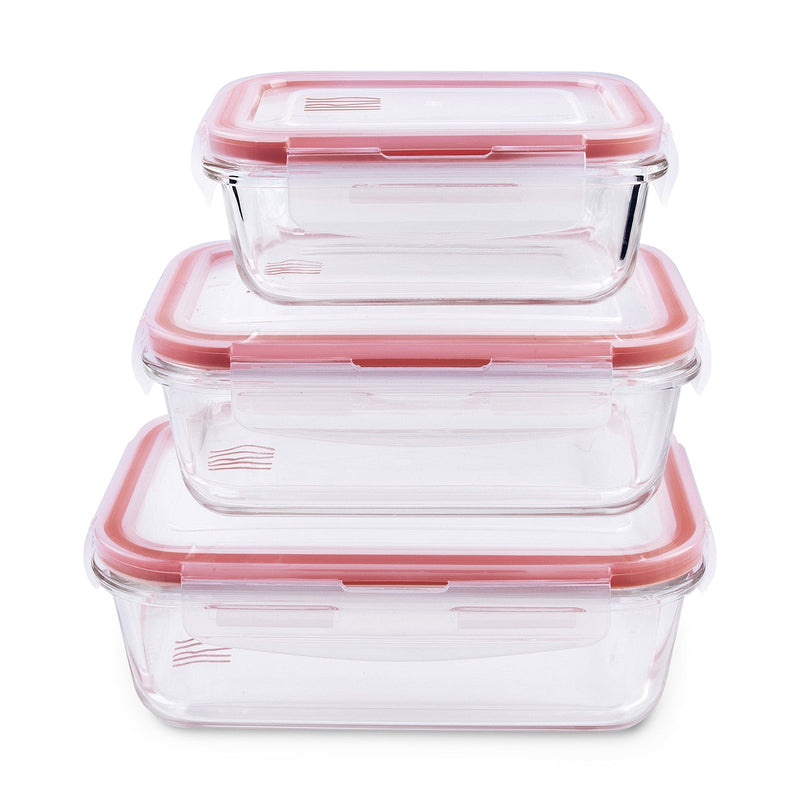 IRIS - Lote de 3 Recipientes Rectangulares Herméticos en Vidrio Borosilicato