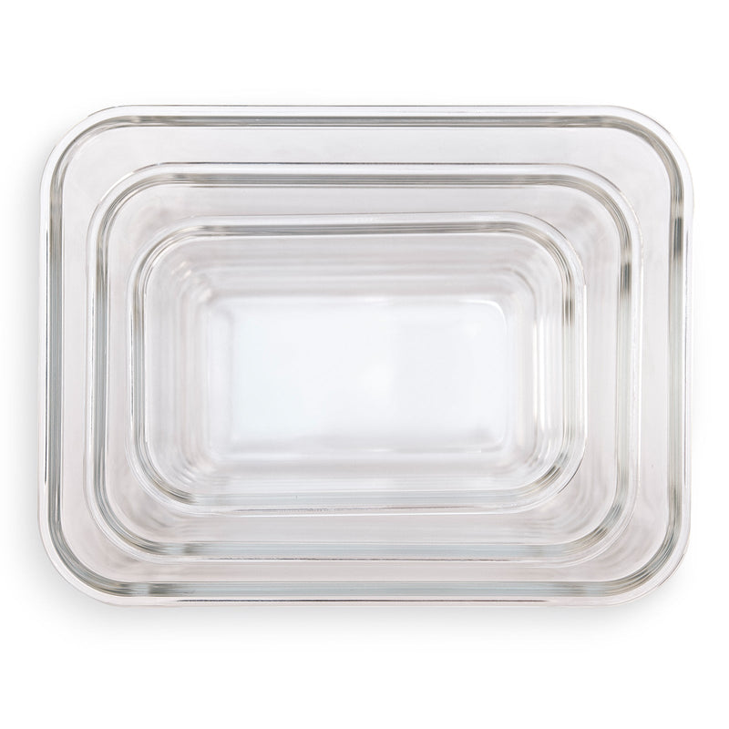 IRIS - Lote de 3 Recipientes Rectangulares Herméticos en Vidrio Borosilicato