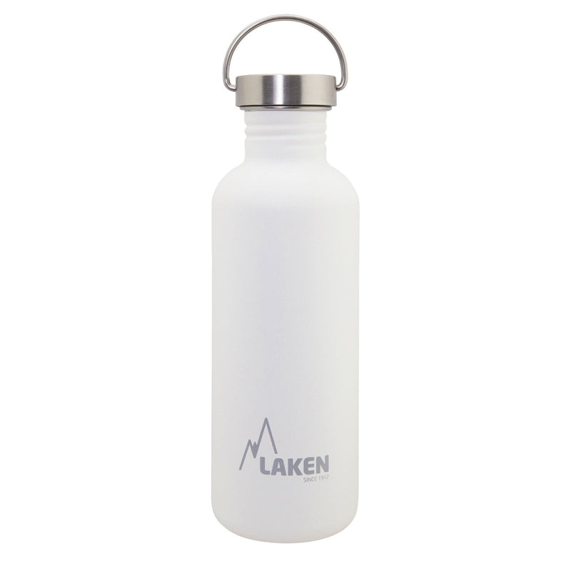 LAKEN Basic Steel Vintage - Botella de Agua 1L en Acero Inoxidable con Asa. Blanco