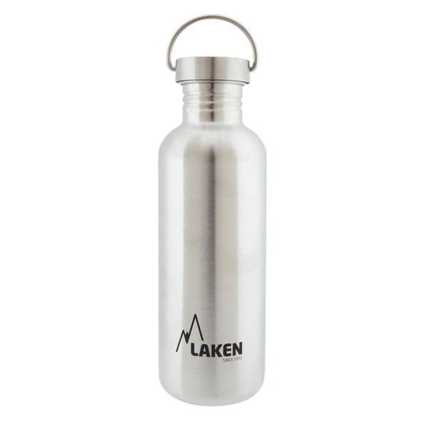 LAKEN Basic Steel Vintage - Botella de Agua 1L en Acero Inoxidable con Asa. Plata