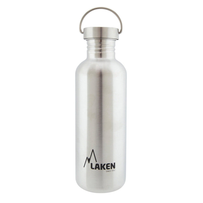 LAKEN Basic Steel Vintage - Botella de Agua 1L en Acero Inoxidable con Asa. Plata