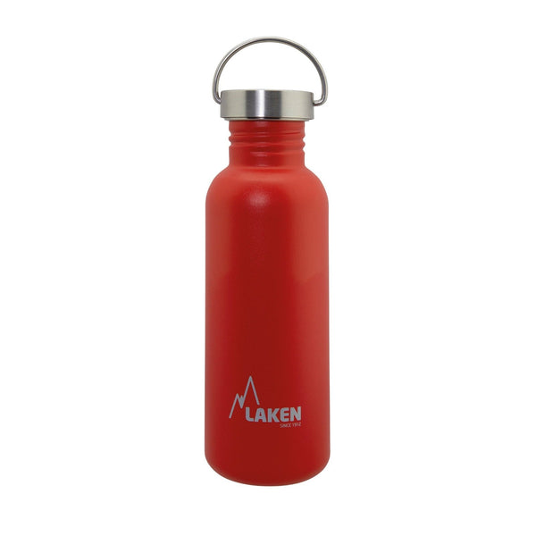 LAKEN Basic Steel Vintage - Botella de Agua 0.75L en Acero Inoxidable con Asa. Rojo