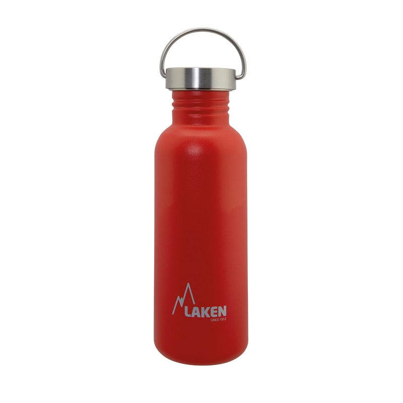 LAKEN Basic Steel Vintage - Botella de Agua 0.75L en Acero Inoxidable con Asa. Rojo
